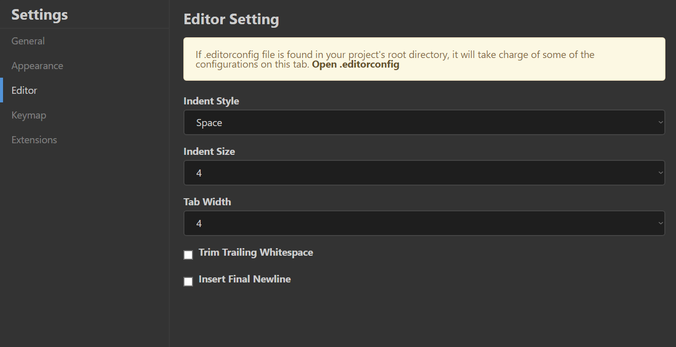 Editor Setting