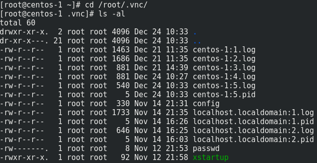 ~/.vnc 目录下残留 centos-1:5.pid